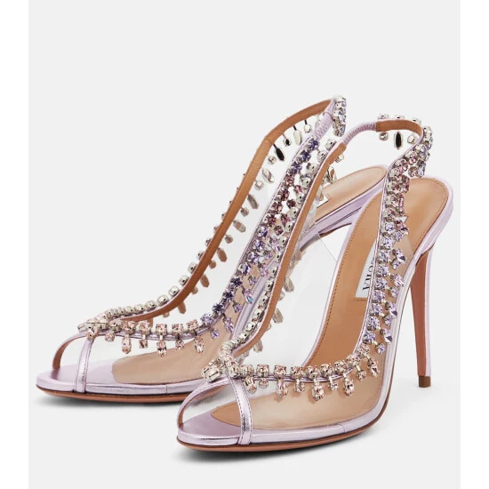 Aquazzura Temptation 105 Embellished PVC Sandals 6 Aquazzura Temptation 105 Embellished PVC Sandals - Image 4