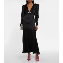 Aquazzura Temptation Embellished Satin Slingback Sandals