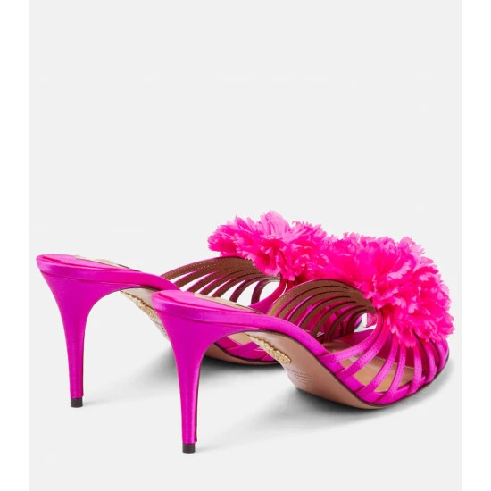 Aquazzura Love Carnation Satin Mules 4 Aquazzura Love Carnation Satin Mules - Image 2
