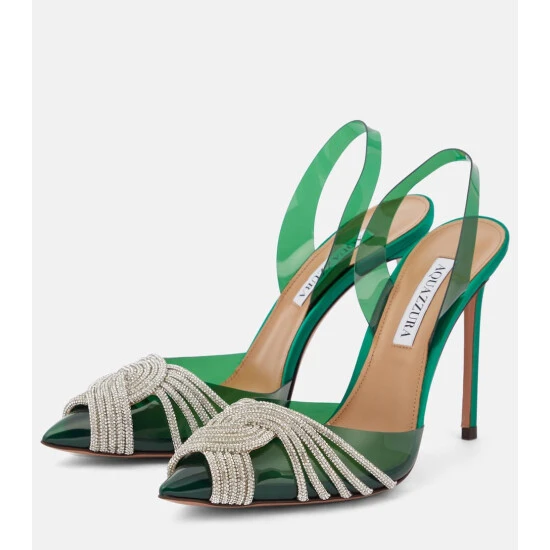Aquazzura Gatsby Sling Embellished PVC Pumps 6 Aquazzura Gatsby Sling Embellished PVC Pumps - Image 4